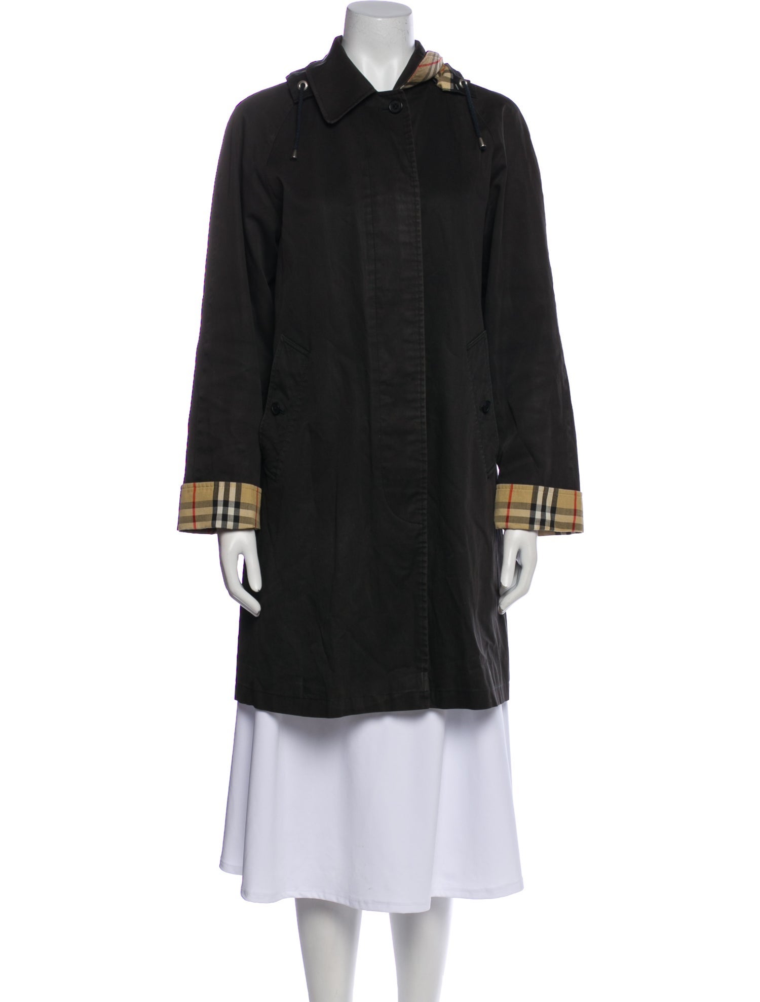 Burberry London Colorblock Pattern Trench Coat