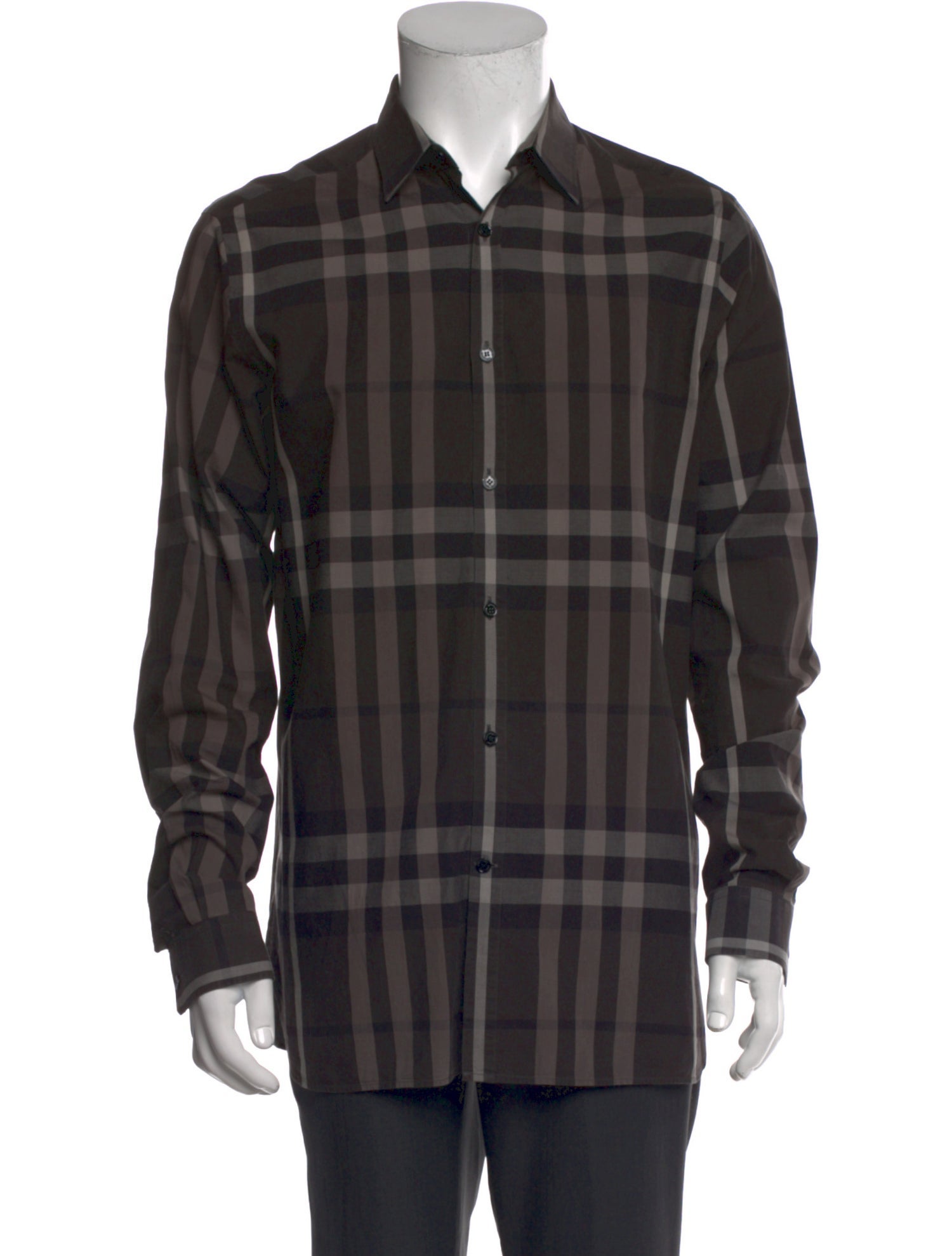 Burberry London Plaid Print Long Sleeve Dress Shirt