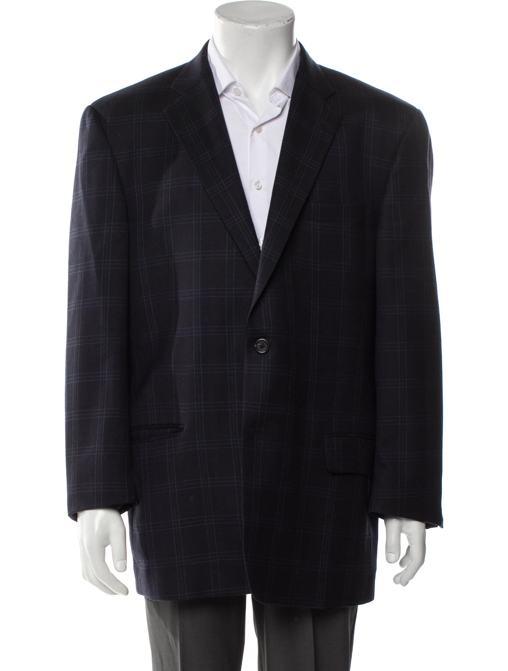Burberry London Wool Plaid Print Blazer