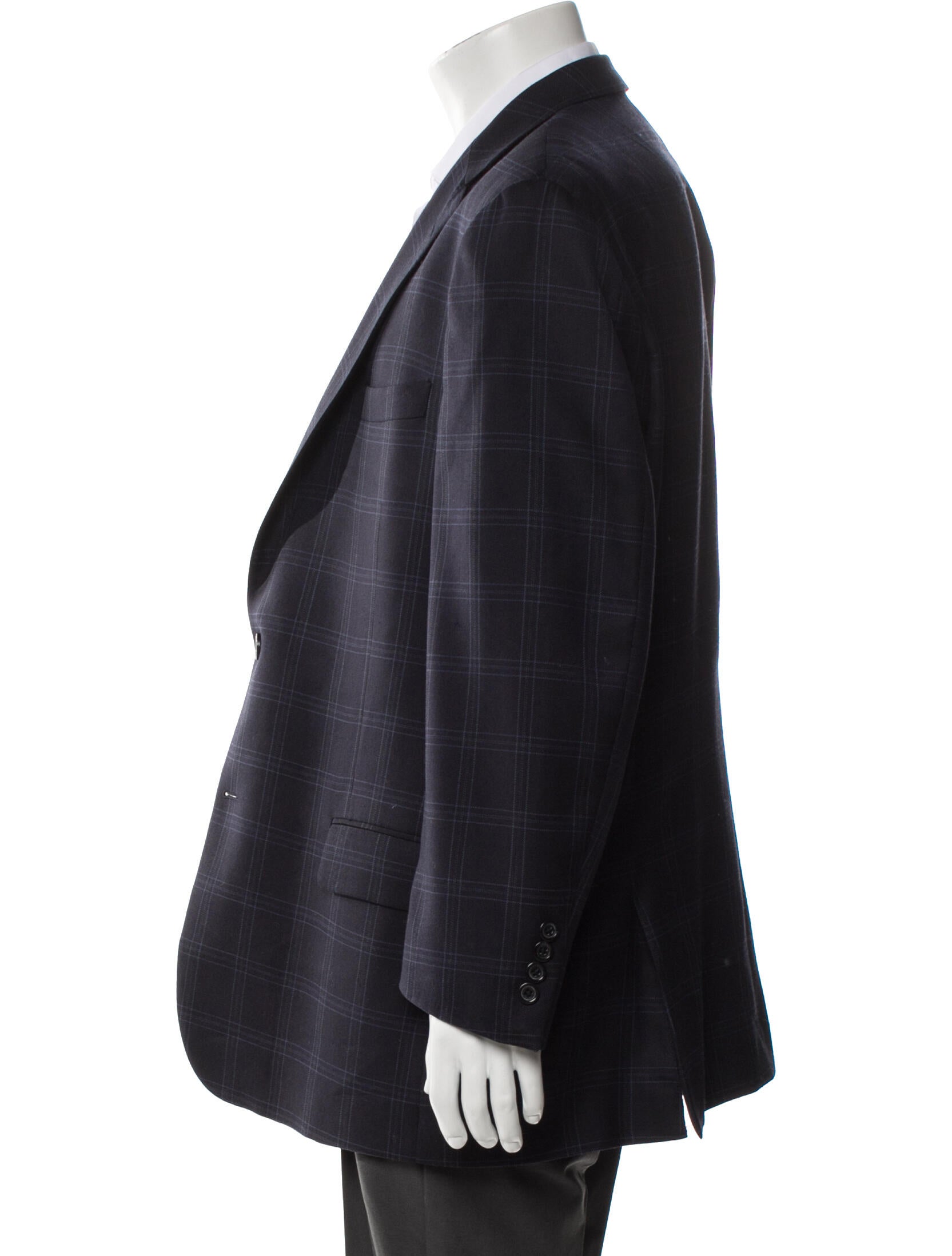 Burberry London Wool Plaid Print Blazer