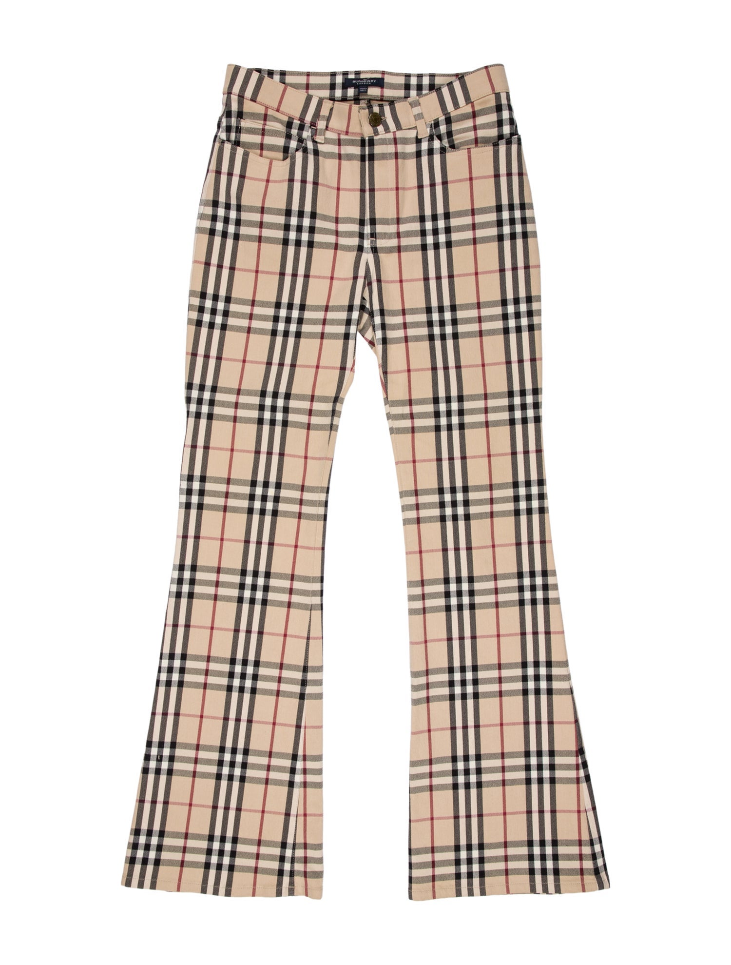 Burberry London Plaid Print Wide Leg Pants