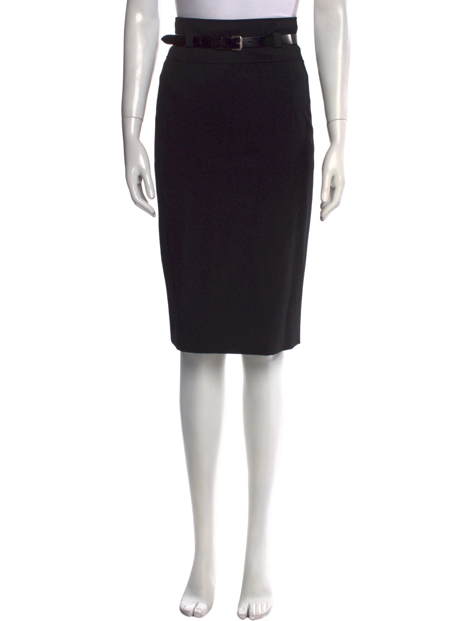 Burberry London Leather Trim Embellishment Knee-Length Skirt
