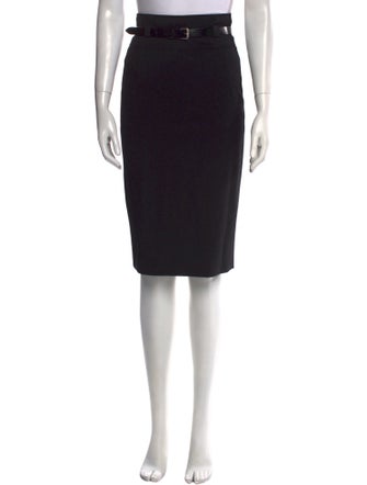 Burberry London Leather Trim Embellishment Knee-Length Skirt