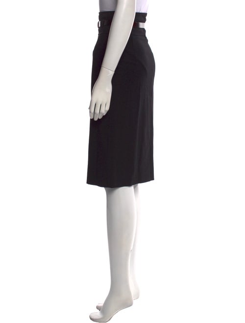 Burberry London Leather Trim Embellishment Knee-Length Skirt