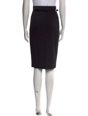 Burberry London Leather Trim Embellishment Knee-Length Skirt