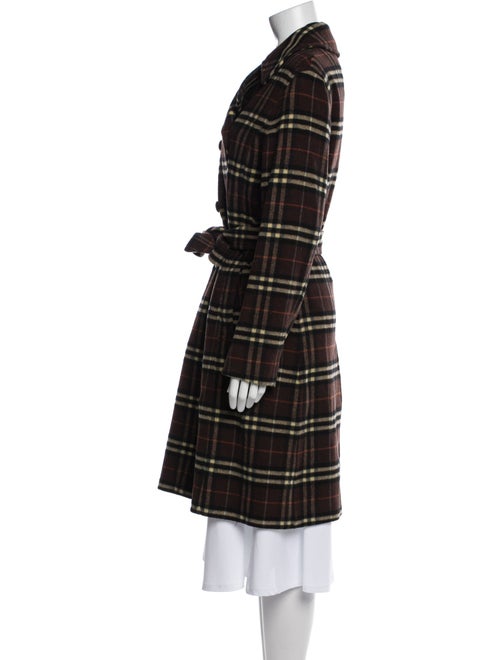 Burberry London Wool Plaid Print Trench Coat