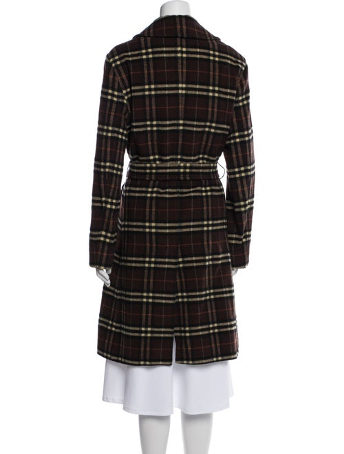 Burberry London Wool Plaid Print Trench Coat