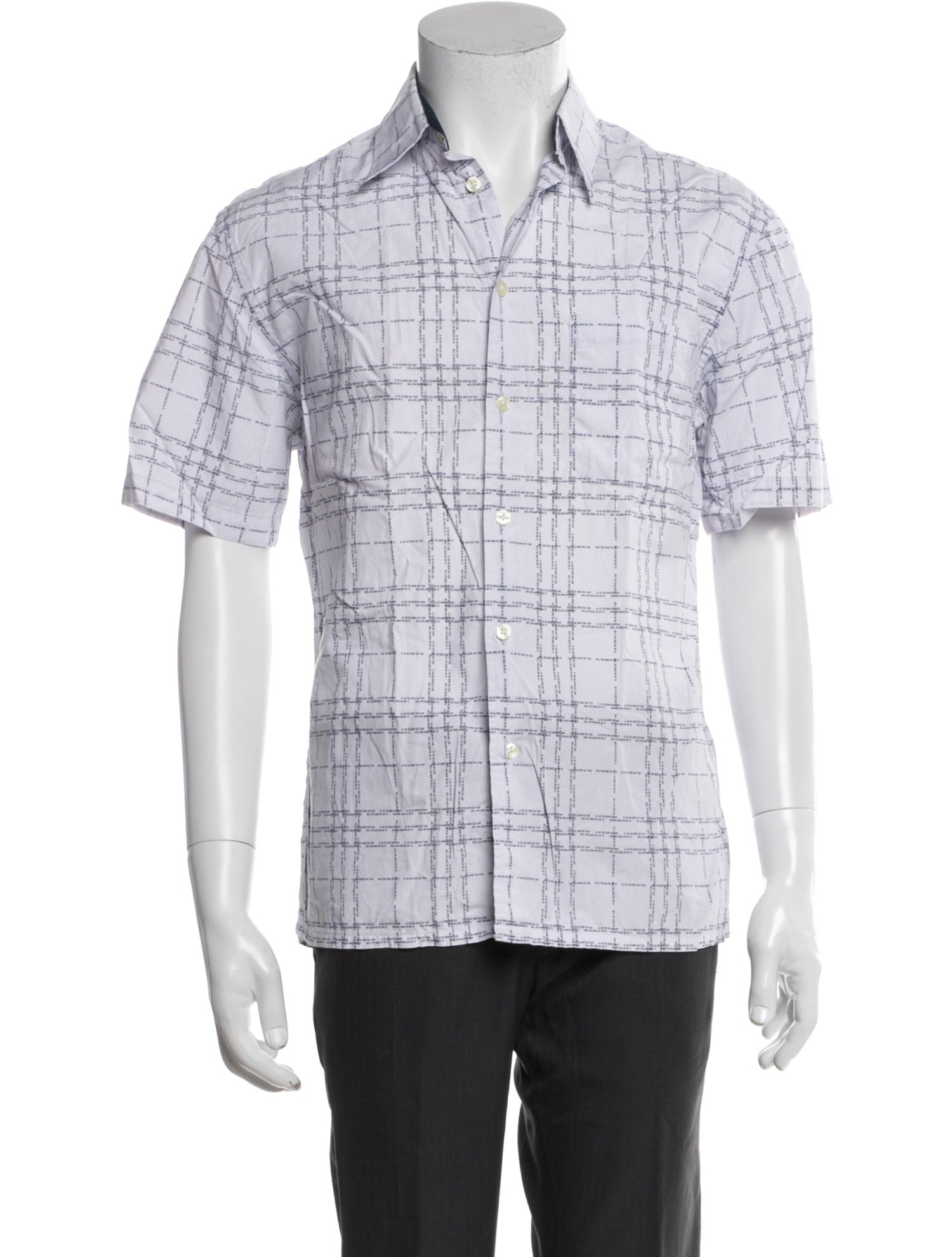 Burberry London Plaid Print Short Sleeve Dress Shirt