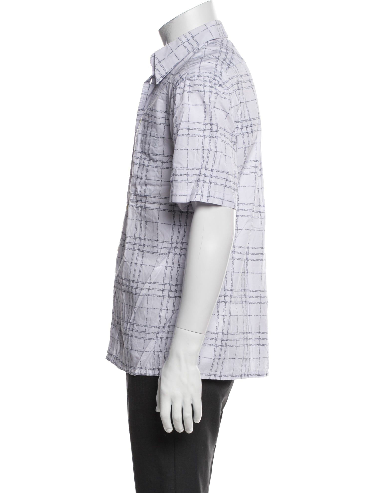 Burberry London Plaid Print Short Sleeve Dress Shirt