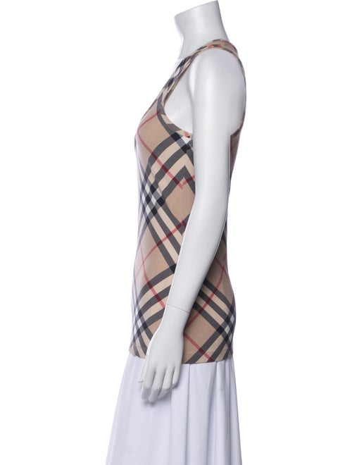 Burberry London Plaid Print Scoop Neck Top