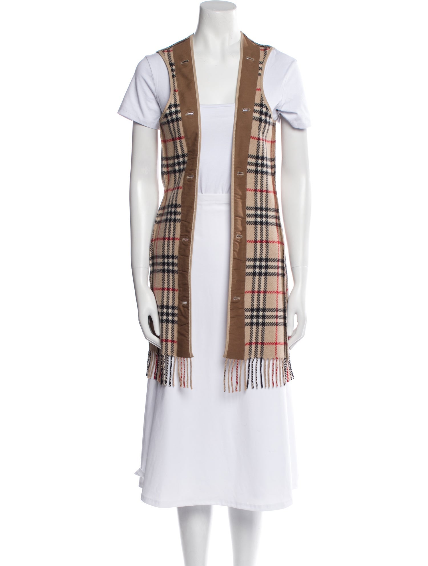 Burberry London Wool Plaid Print Vest