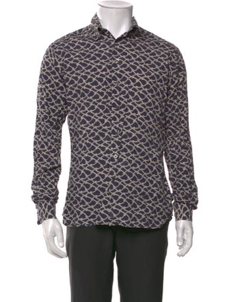 Burberry London Printed Long Sleeve Dress Shirt