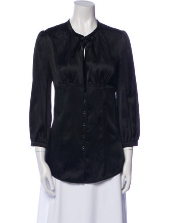 Burberry London Silk Three-Quarter Sleeve Button-Up Top