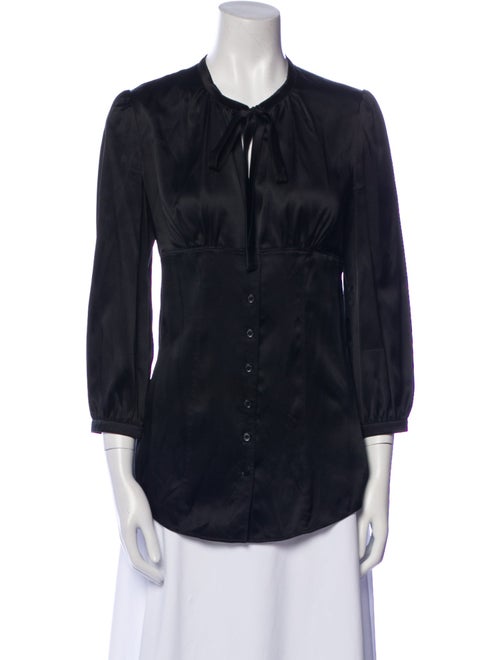 Burberry London Silk Three-Quarter Sleeve Button-Up Top