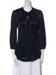 Burberry London Silk Three-Quarter Sleeve Button-Up Top