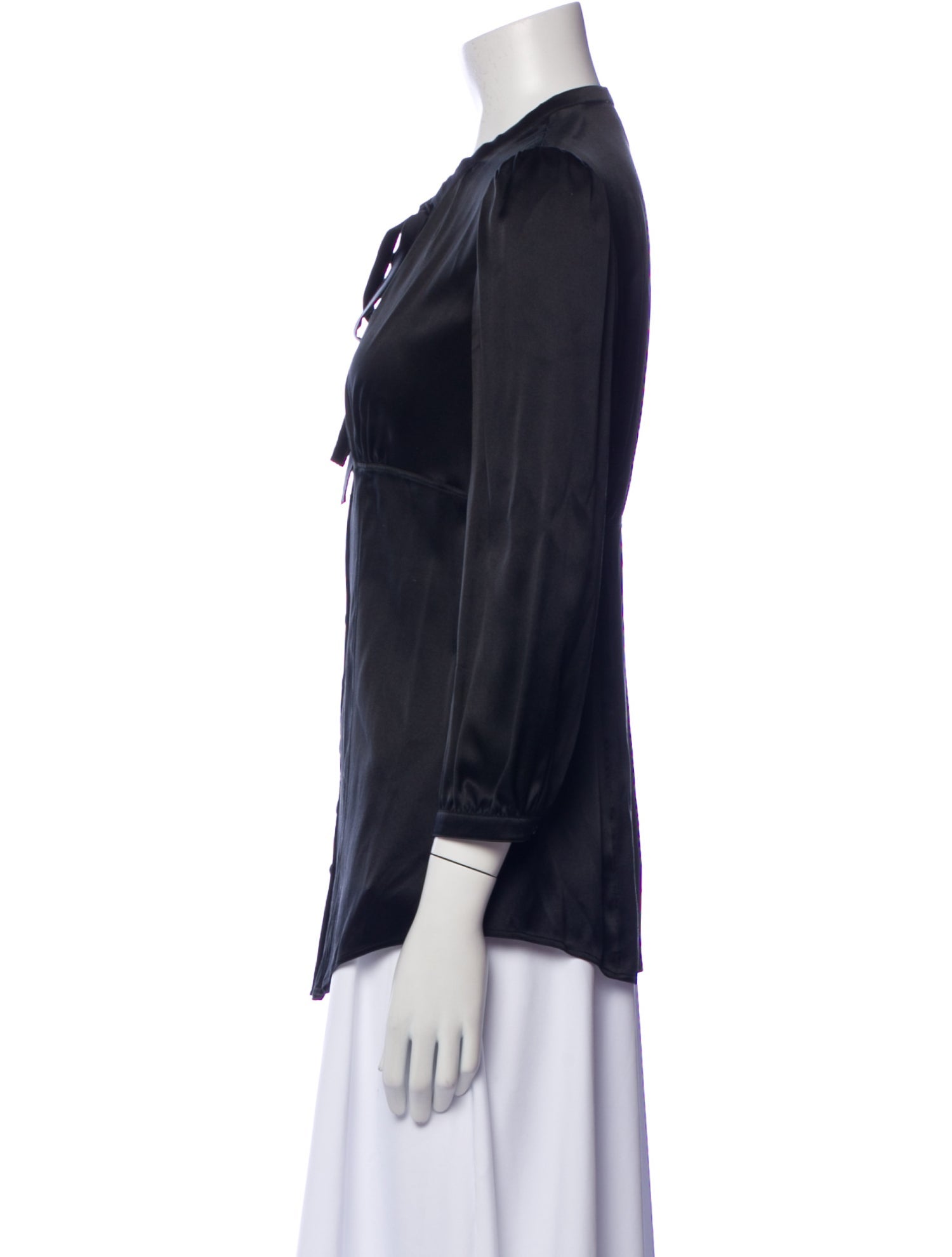 Burberry London Silk Three-Quarter Sleeve Button-Up Top