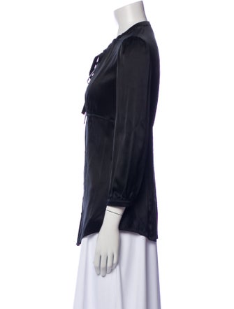 Burberry London Silk Three-Quarter Sleeve Button-Up Top