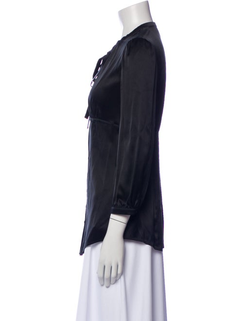 Burberry London Silk Three-Quarter Sleeve Button-Up Top