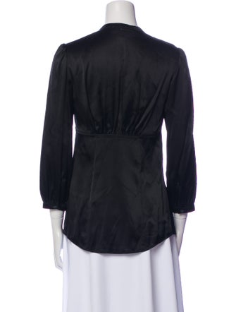 Burberry London Silk Three-Quarter Sleeve Button-Up Top