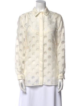 Burberry London Printed Long Sleeve Button-Up Top