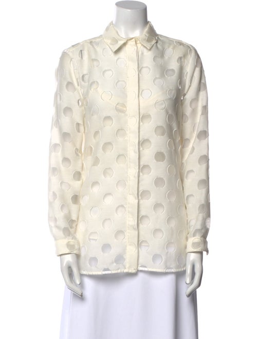Burberry London Printed Long Sleeve Button-Up Top