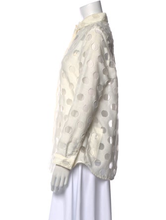 Burberry London Printed Long Sleeve Button-Up Top