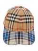 Burberry London Plaid Leather Trim Embellished Baseball Cap