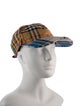 Burberry London Plaid Leather Trim Embellished Baseball Cap