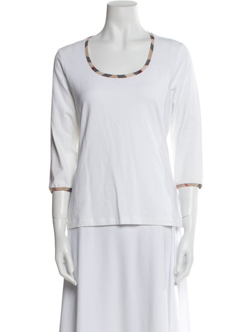 Burberry London Scoop Neck Three-Quarter Sleeve T-Shirt