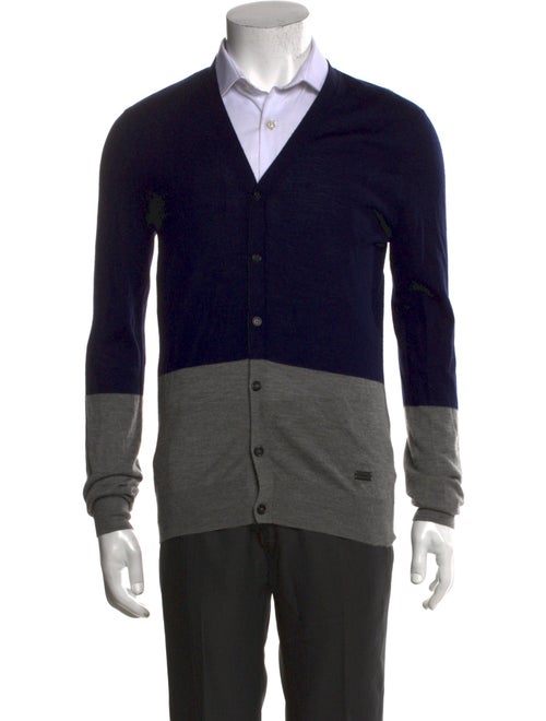 Burberry London Wool Colorblock Pattern Cardigan