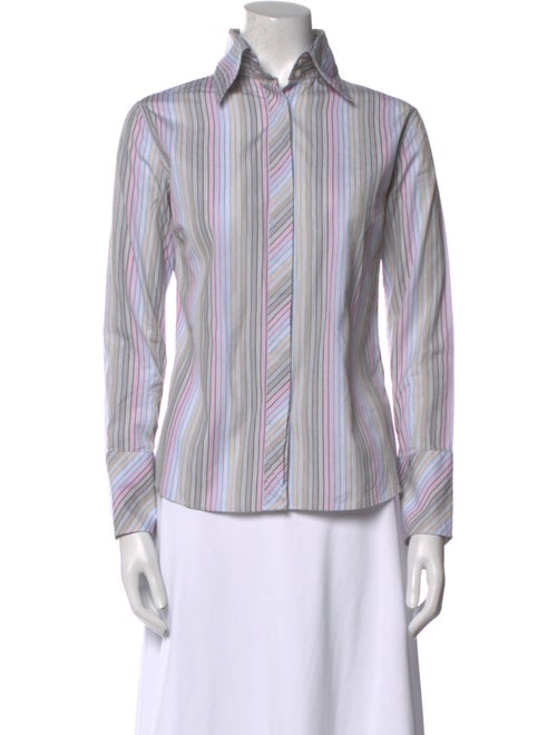 Burberry London Striped Long Sleeve Button-Up Top