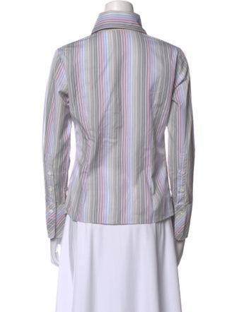 Burberry London Striped Long Sleeve Button-Up Top