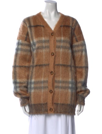 Burberry London Mohair Plaid Print Sweater