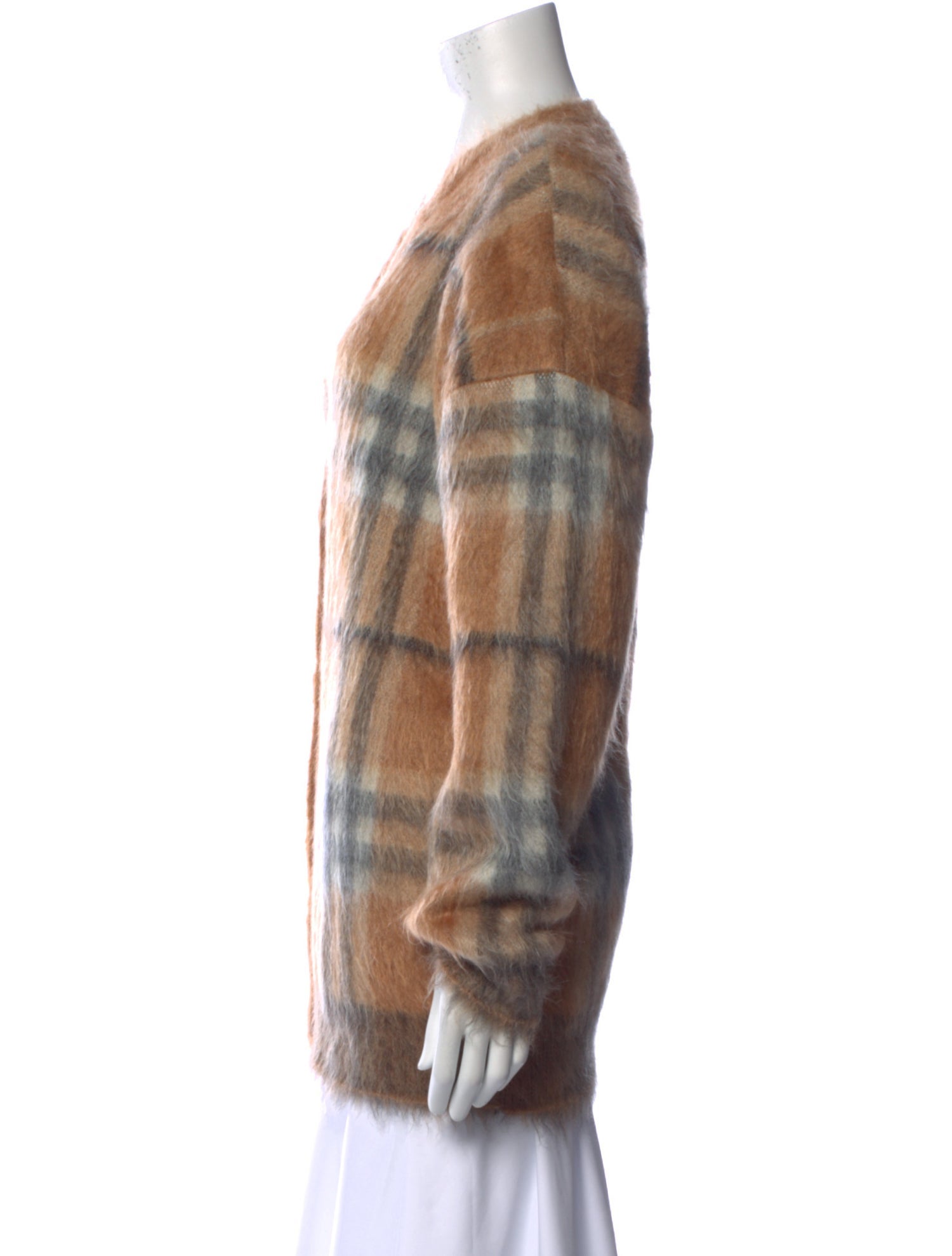 Burberry London Mohair Plaid Print Sweater