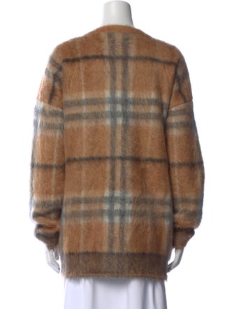 Burberry London Mohair Plaid Print Sweater