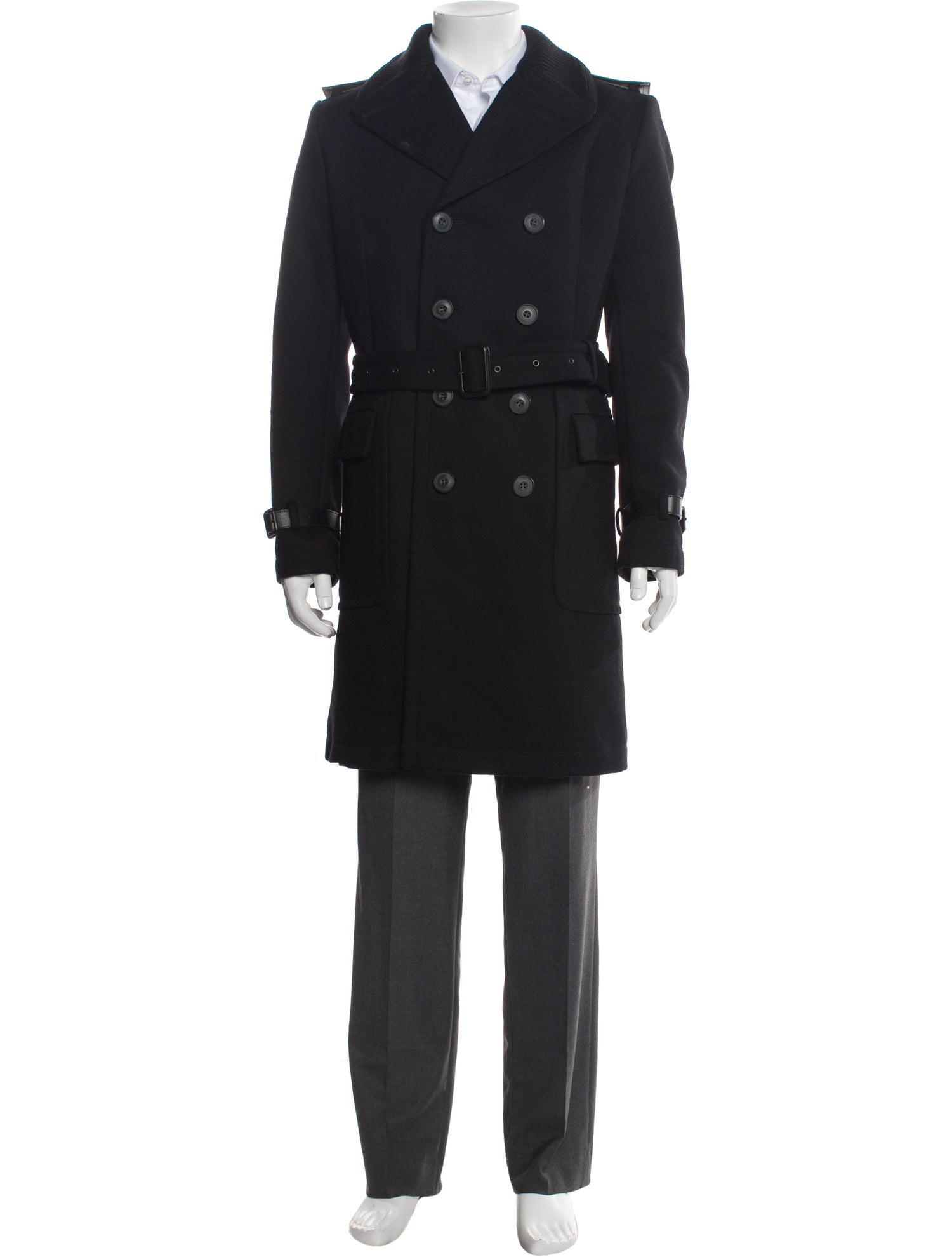 Burberry London House Check Pattern Virgin Wool Trench Coat