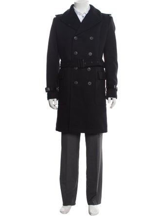 Burberry London House Check Pattern Virgin Wool Trench Coat