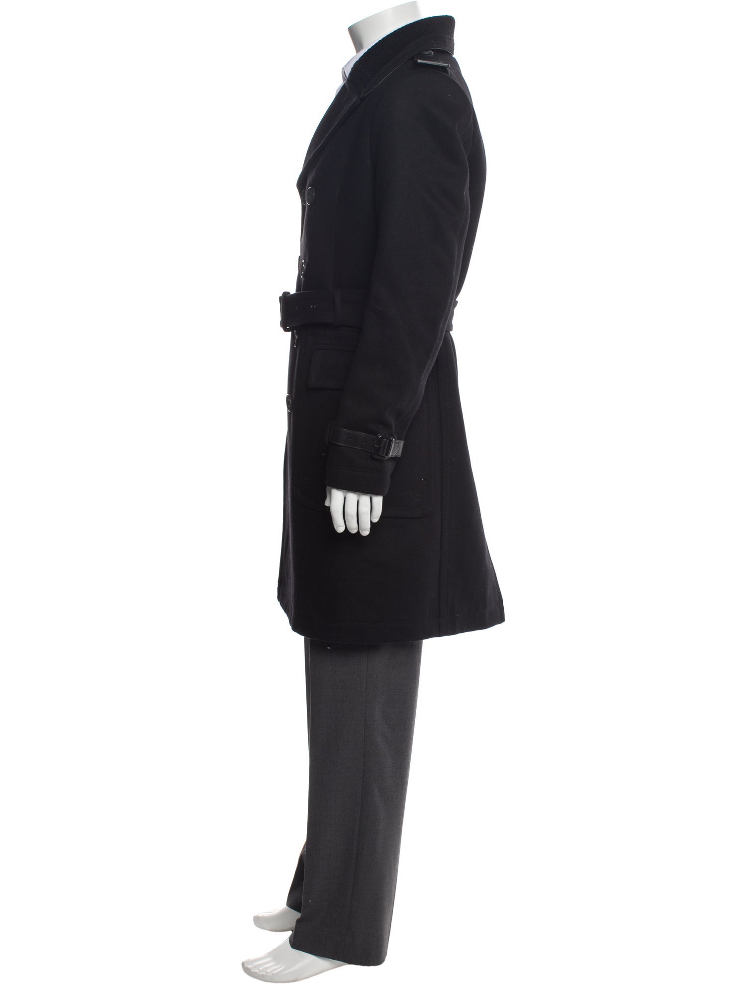 Burberry London House Check Pattern Virgin Wool Trench Coat