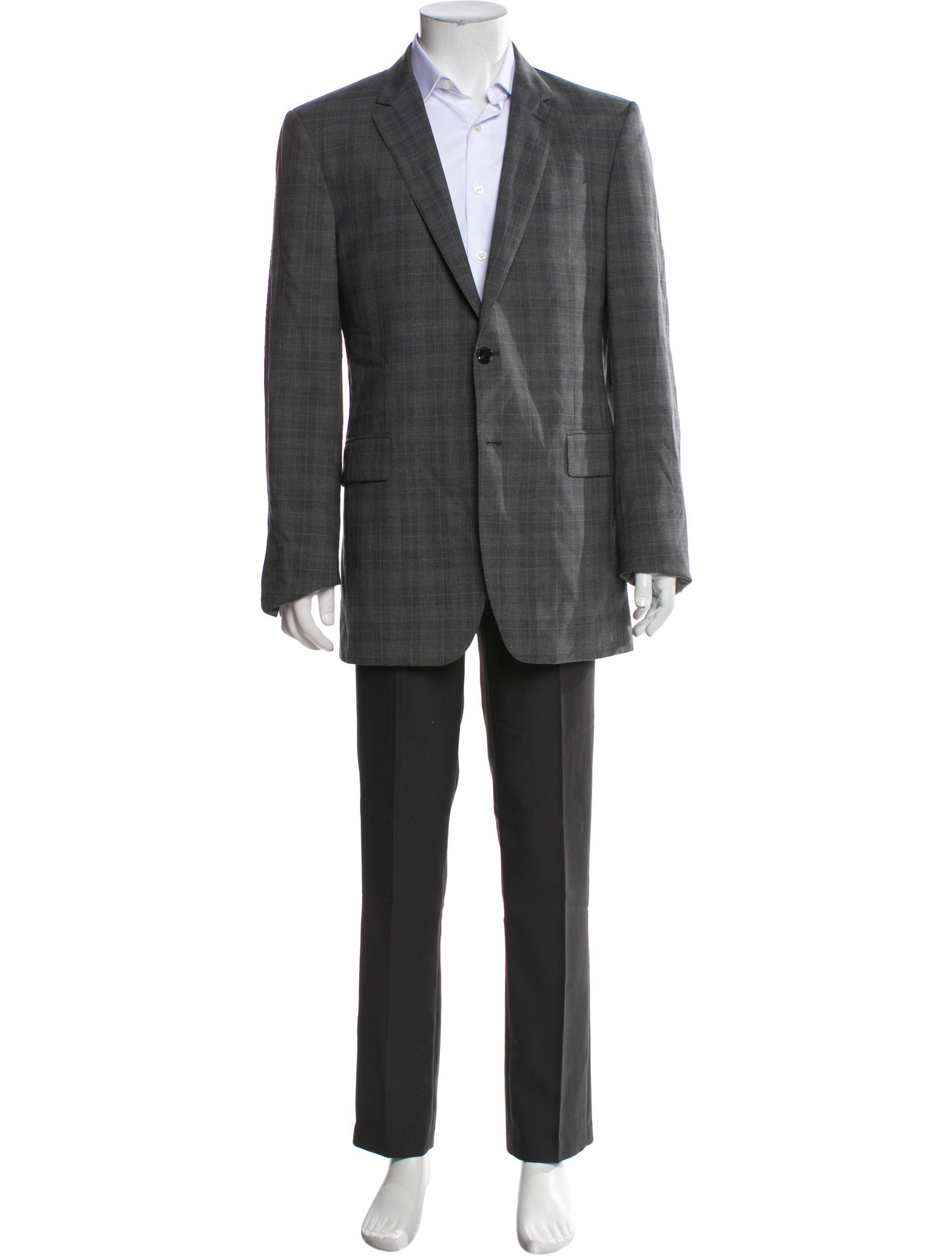 Burberry London Virgin Wool Plaid Print Blazer