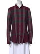 Burberry London Plaid Print Long Sleeve Button-Up Top