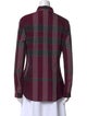 Burberry London Plaid Print Long Sleeve Button-Up Top