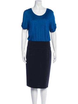 Burberry London Scoop Neck Midi Length Dress