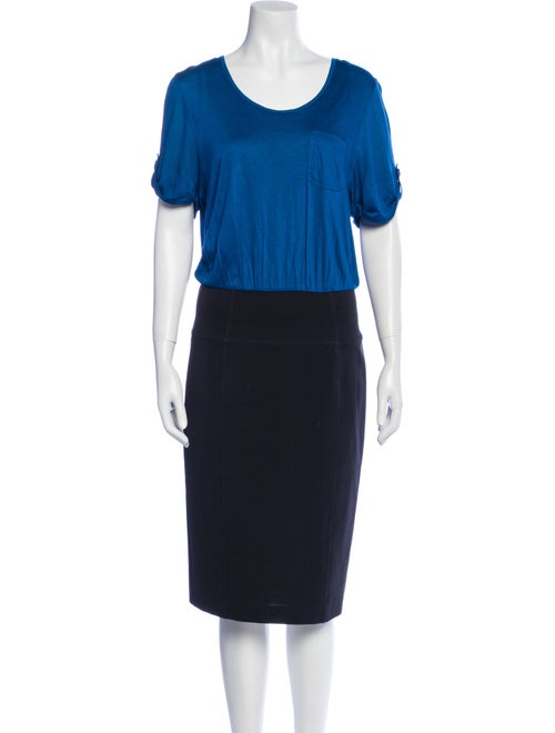 Burberry London Scoop Neck Midi Length Dress