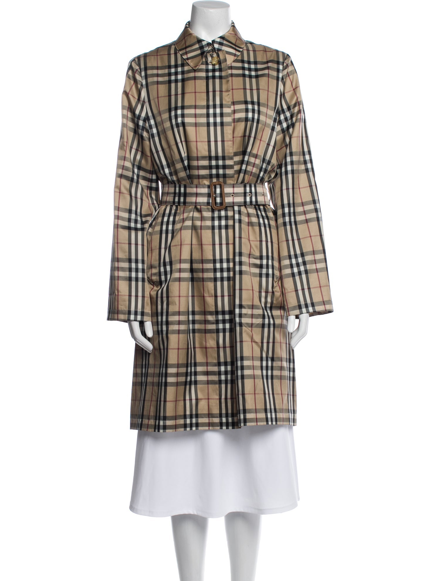 Burberry London Plaid Print Trench Coat