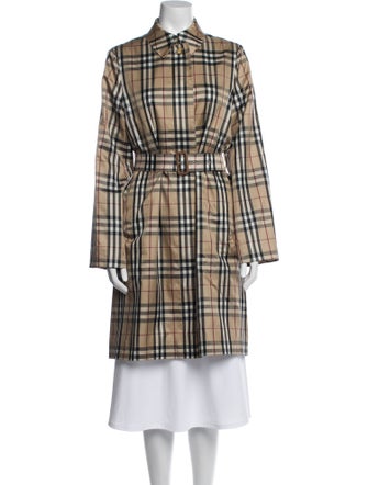 Burberry London Plaid Print Trench Coat