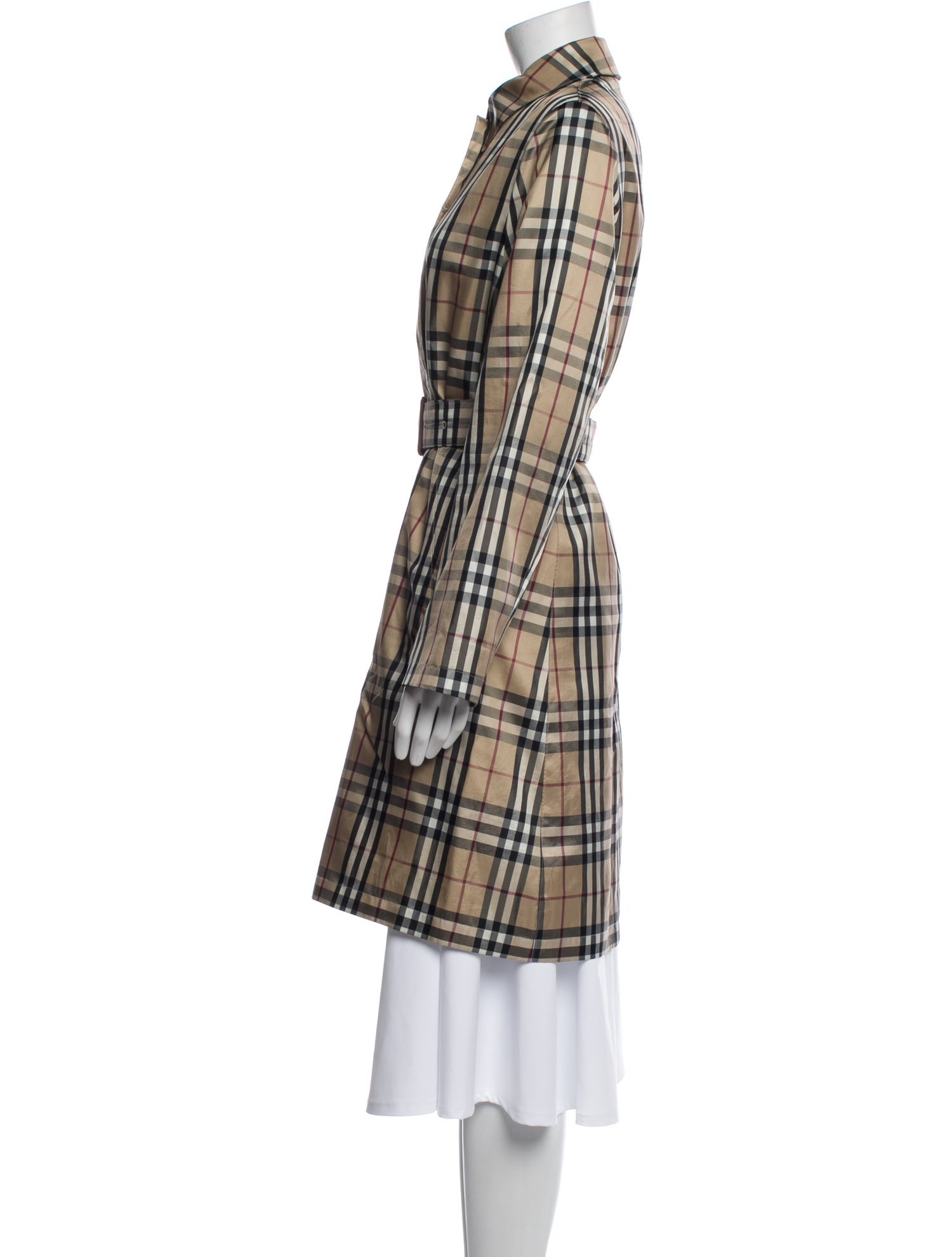 Burberry London Plaid Print Trench Coat