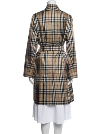 Burberry London Plaid Print Trench Coat