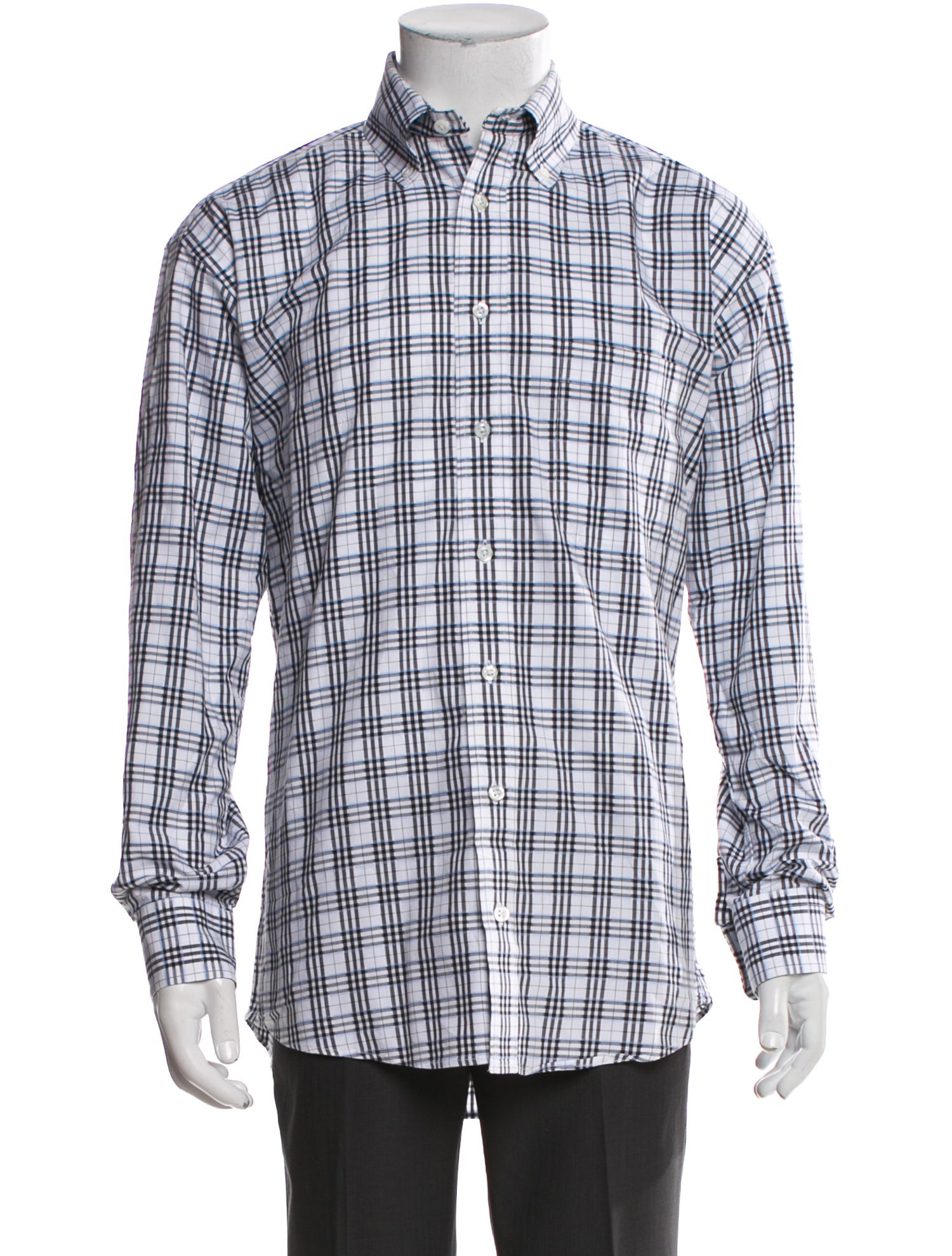 Burberry London Plaid Print Long Sleeve Dress Shirt