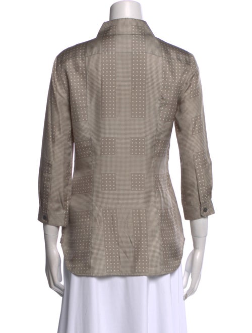 Burberry London Silk Plaid Print Button-Up Top