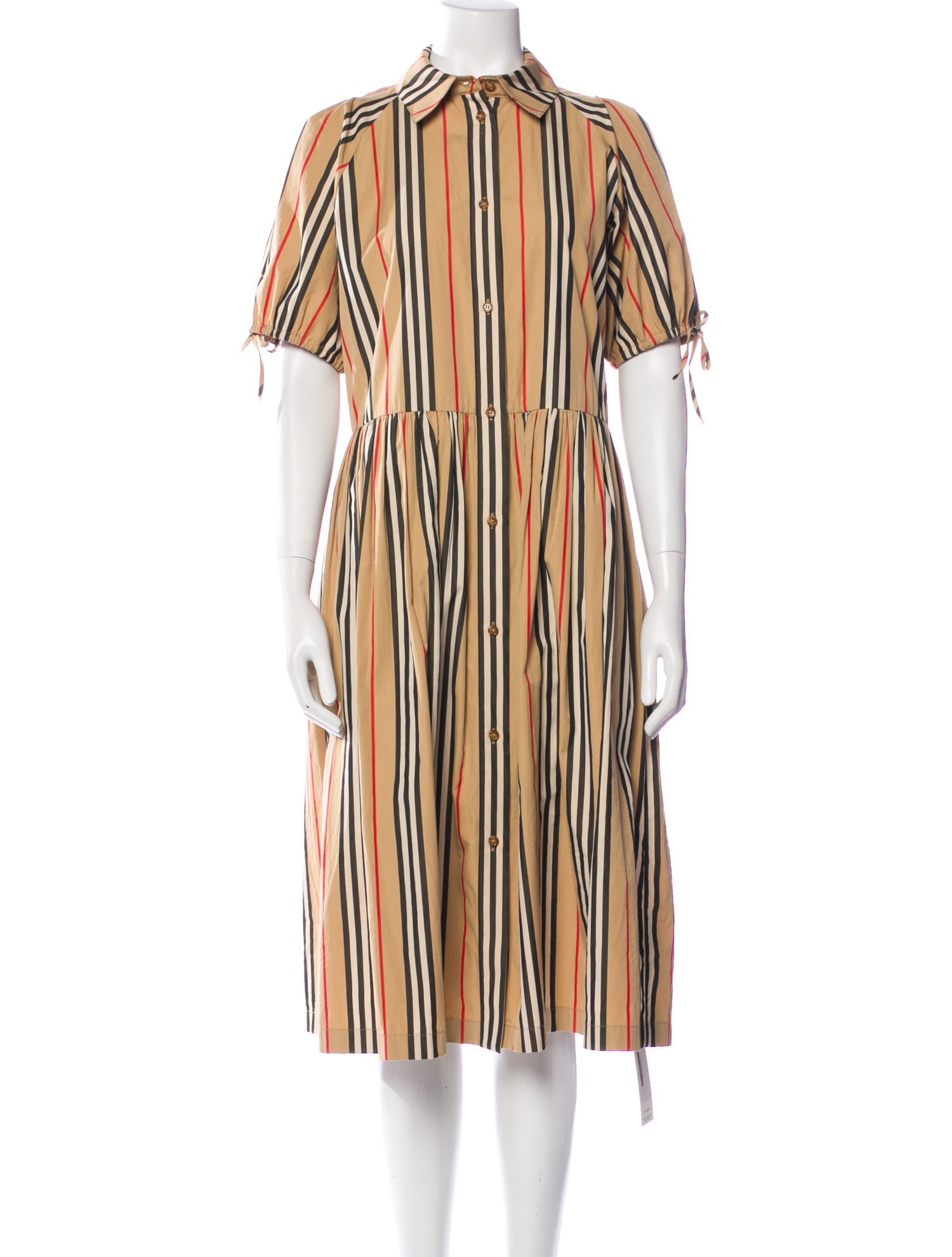 Burberry London Striped Midi Length Dress